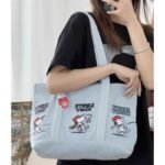 D0030-正品Snoopy史努比刺繡水洗牛仔單肩帆布包：圖片 2