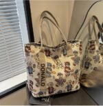 D0047-小熊刺繡帆布休閒手提單肩包：圖片 4
