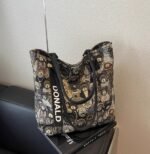 D0047-小熊刺繡帆布休閒手提單肩包