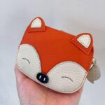 D0130-頭層牛皮狐狸零錢包-現貨