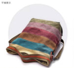 D0018-女式拼接帆布女式大容量多隔層斜跨包:圖片 2